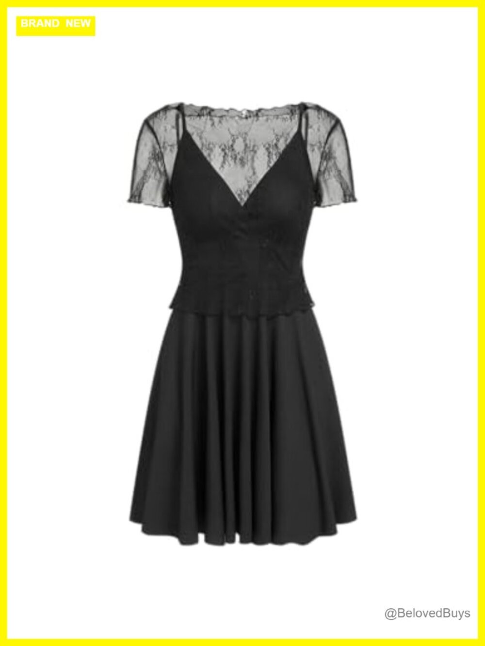 Two Piece Lace Mesh Short Sleeve Top and Mini Dress Set